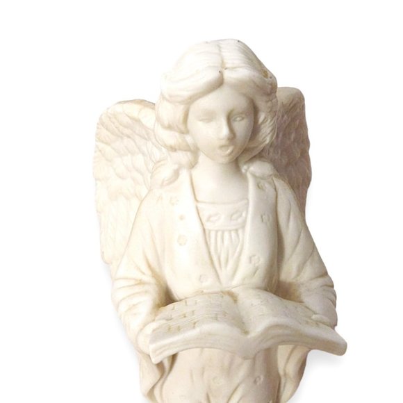 Singing Choir Angel Candleholder Ceramic Bisque Color Holding Songbook Book - Picture 1 of 9
